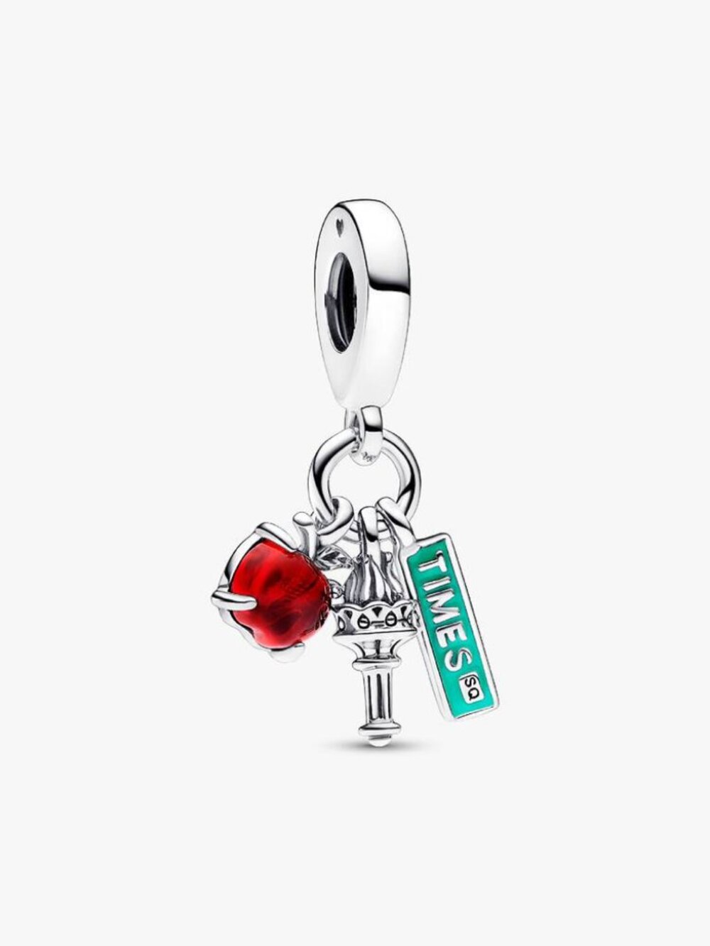 Pandora NYC Apple, Torch and Street Sign Triple Dangle Charm